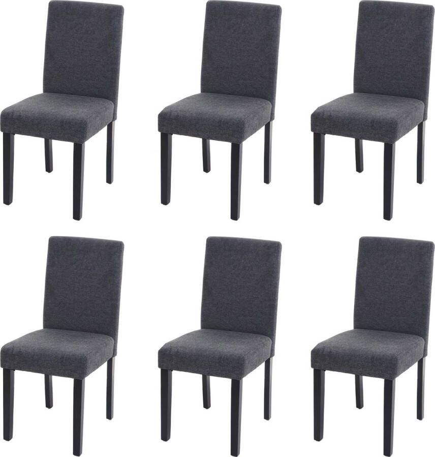 MCW Set van 6 eetkamerstoelen Keukenstoel Littau ~ textiel antracietgrijs donkere poten