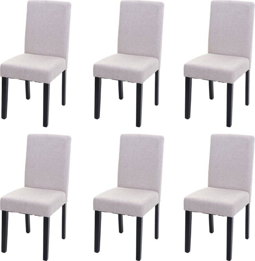 MCW Set van 6 eetkamerstoelen Keukenstoel Littau ~ textiel crème-beige donkere poten
