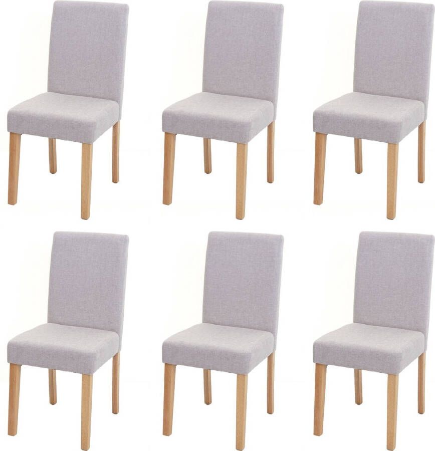 MCW Set van 6 eetkamerstoelen Keukenstoel Littau ~ textiel crème-beige lichtgekleurde poten