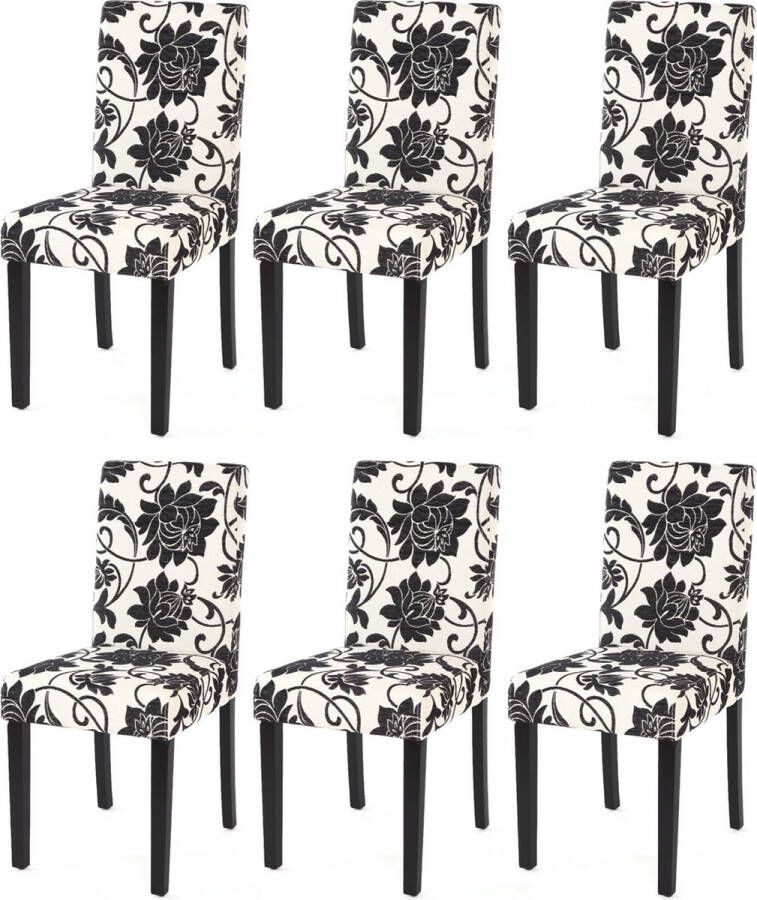 MCW Set van 6 eetkamerstoelen Keukenstoel Littau ~ textiel jacquard donkere poten
