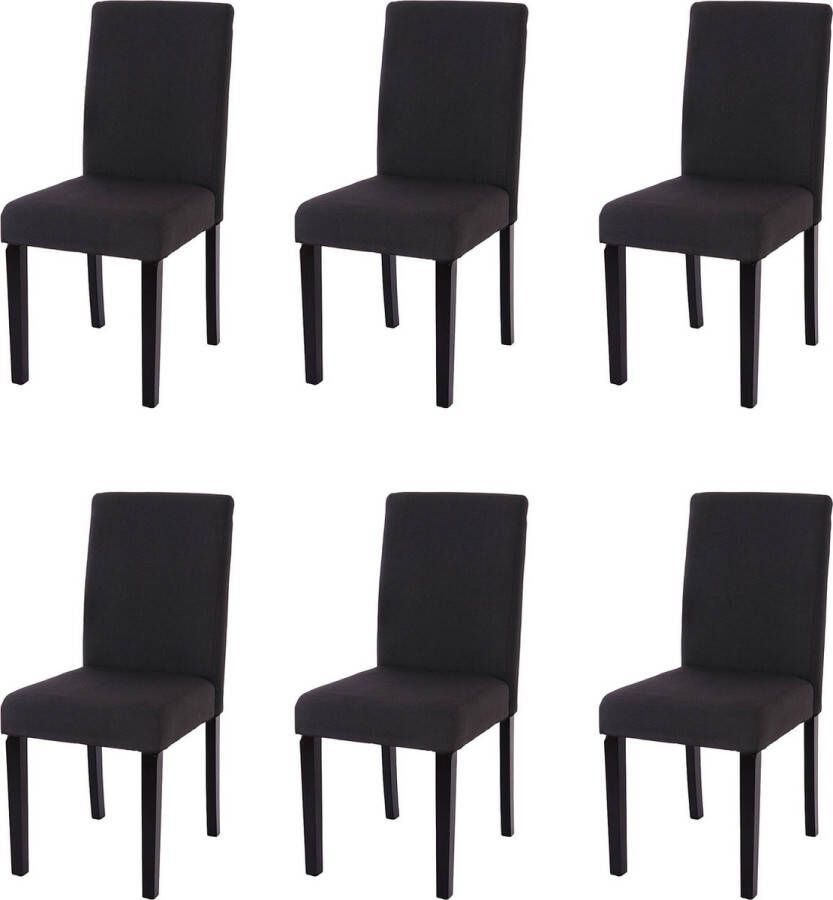 MCW Set van 6 Eetkamerstoel Keukenstoel Littau ~ Textiel zwart donkere poten