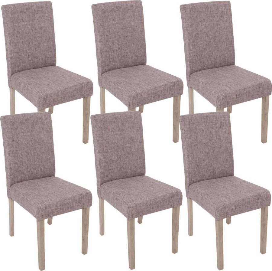 MCW Set van 6 eetkamerstoelen Littau stoel keukenstoel ~ textiel grijs poten structuur eik