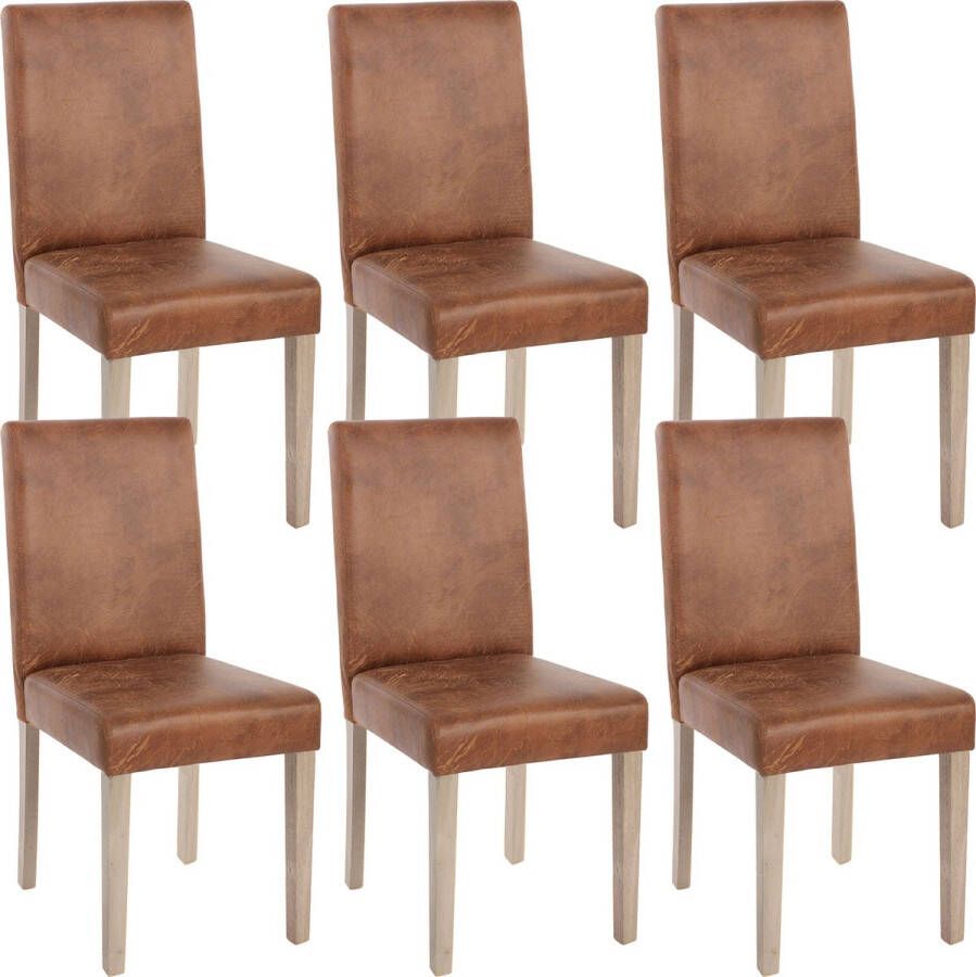 MCW Set van 6 eetkamerstoelen Littau stoel keukenstoel ~ textiel imitatie suède poten structuur eik