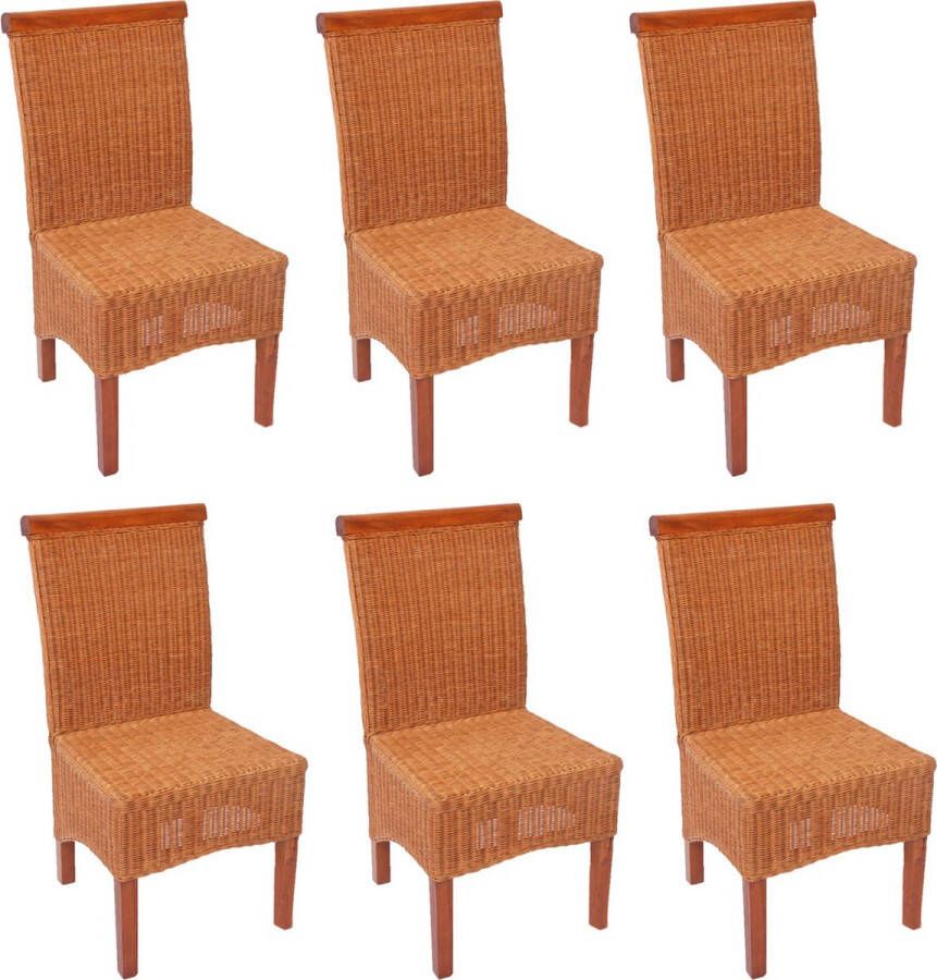 MCW Set van 6 eetkamerstoelen Rieten stoel M42 rotan ~ zonder zitkussen