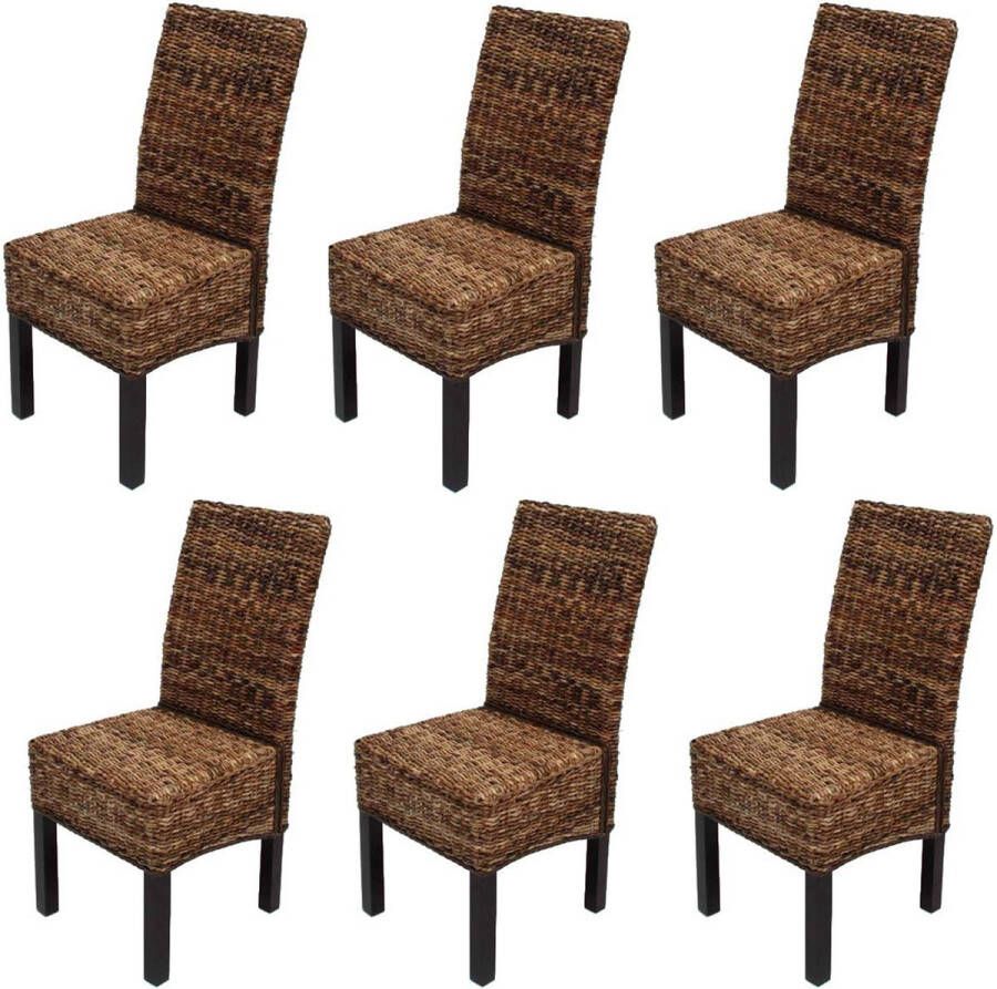 MCW Set van 6 Eetkamerstoel Rieten Stoel M69 Stoel BALI bananen riet ~ donker zonder kussen