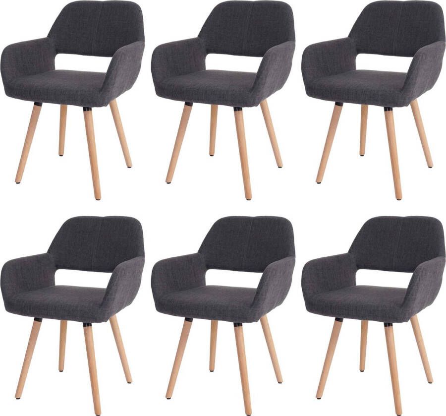 MCW Set van 6 eetkamerstoelen -A50 II stoel keukenstoel retro jaren 50 design ~ textiel grijs lichte poten