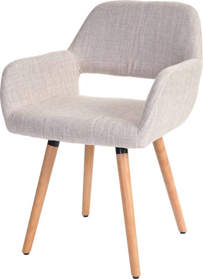 MCW Set van 6 eetkamerstoelen -A50 II stoel keukenstoel retro jaren 50 design ~ textiel crème grijs lichte poten