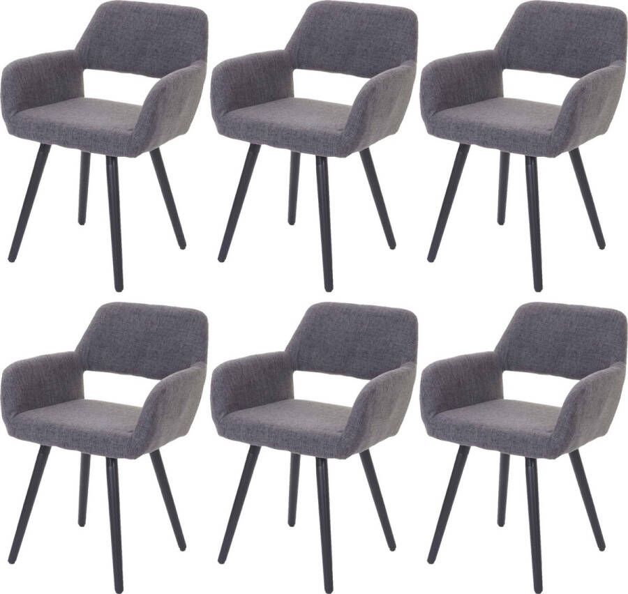 MCW Set van 6 eetkamerstoelen -A50 II stoel keukenstoel retro jaren 50 design ~ textiel grijs donkere poten