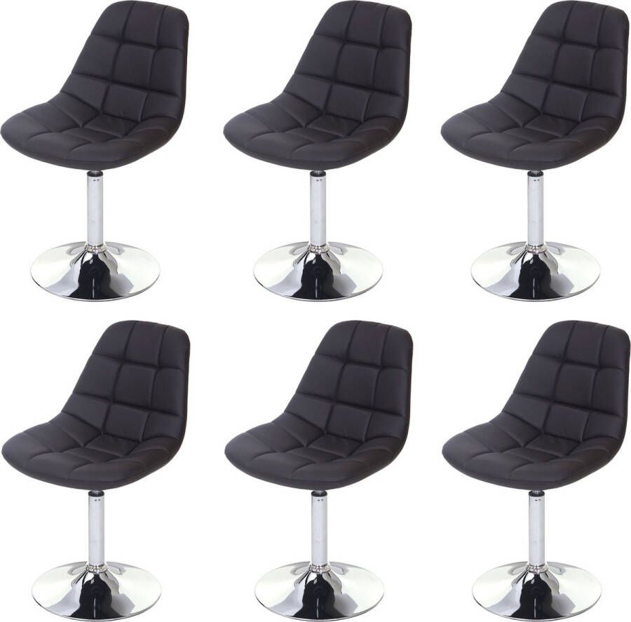 MCW Set van 6 eetkamerstoelen -A60 draaistoel chroom ~ kunstleer bruin