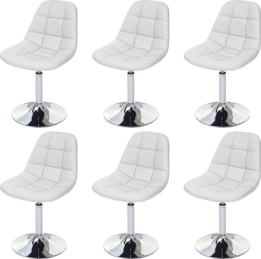 MCW Set van 6 eetkamerstoelen -A60 draaistoel chroom ~ kunstleer wit