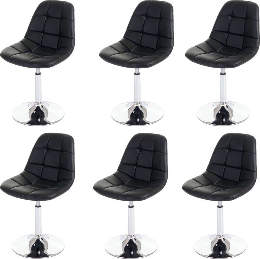 MCW Set van 6 eetkamerstoelen -A60 draaistoel chroom ~ kunstleer zwart