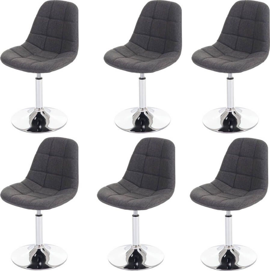 MCW Set van 6 eetkamerstoelen -A60 draaistoel chroom ~ textiel lichtgrijs