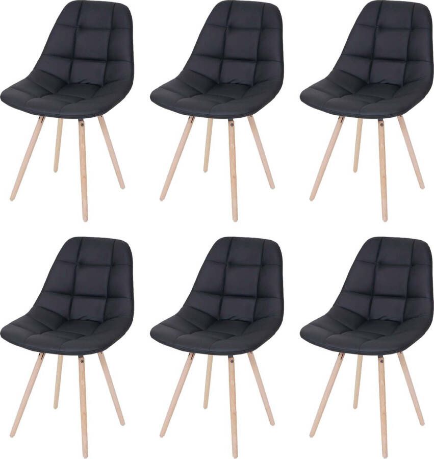 MCW Set van 6 eetkamerstoelen -A60 II keukenstoel retro jaren 50 design ~ kunstleer zwart