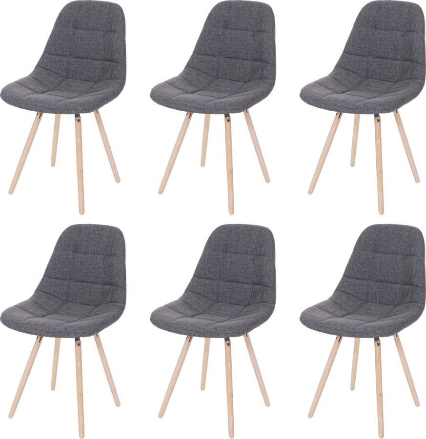 MCW Set van 6 eetkamerstoelen -A60 II keukenstoel retro jaren 50 design ~ stof textiel grijs