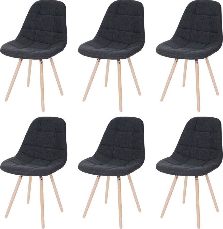 MCW Set van 6 eetkamerstoelen -A60 II keukenstoel retro jaren 50 ontwerp ~ stof textiel donkergrijs