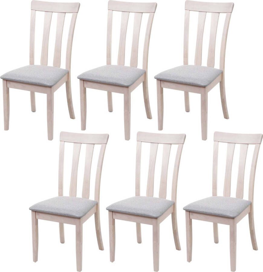 MCW Set van 6 eetkamerstoelen -G46 keukenstoel Stoel stof textiel massief hout ~ licht frame grijs
