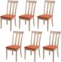 MCW Set van 6 eetkamerstoelen -G46 keukenstoel stoel stof textiel massief hout ~ naturelkleurig frame oranje - Thumbnail 2