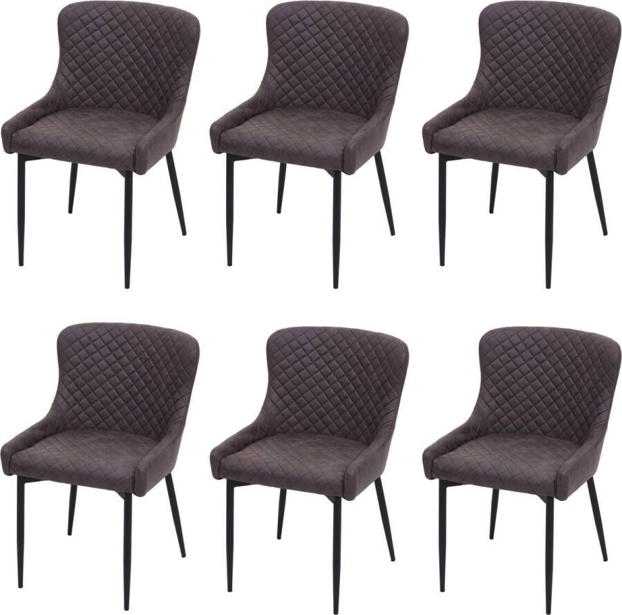 MCW Set van 6 eetkamerstoelen -H79 keukenstoel fauteuil stoel vintage metaal ~ stof textiel donkergrijs