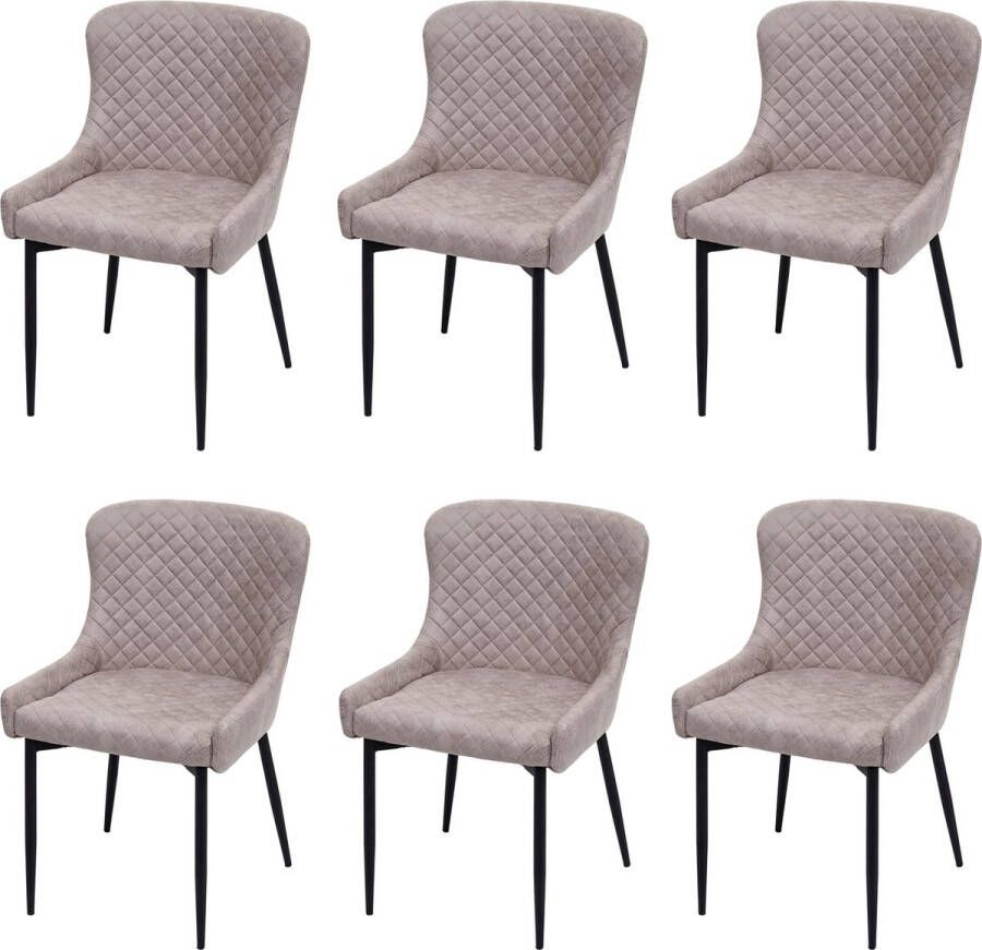 MCW Set van 6 eetkamerstoelen -H79 keukenstoel fauteuil stoel vintage metaal ~ stof textiel grijs