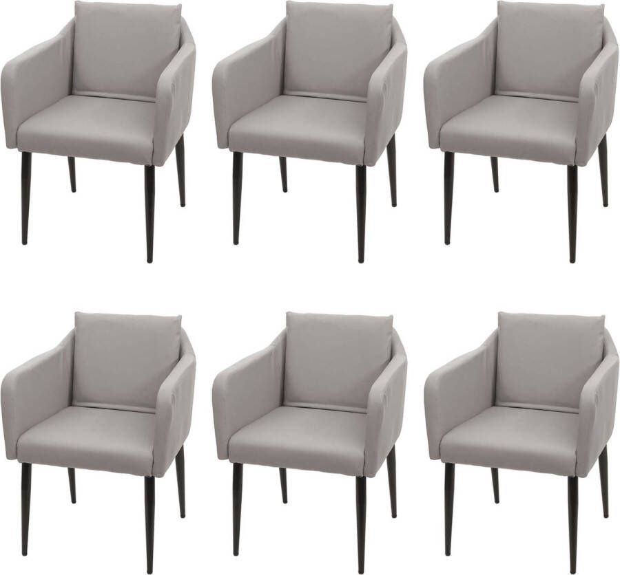 MCW Set van 6 eetkamerstoelen -H93 keukenstoel fauteuil stoel ~ kunstleer taupe-grijs