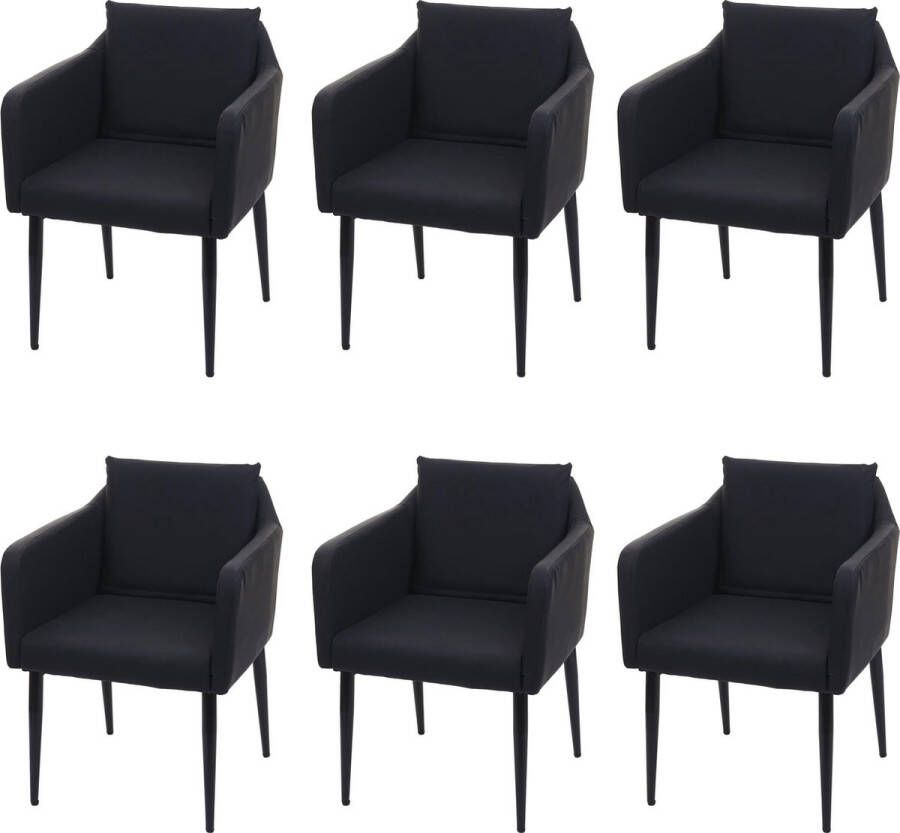 MCW Set van 6 eetkamerstoelen -H93 keukenstoel fauteuil stoel ~ kunstleer zwart