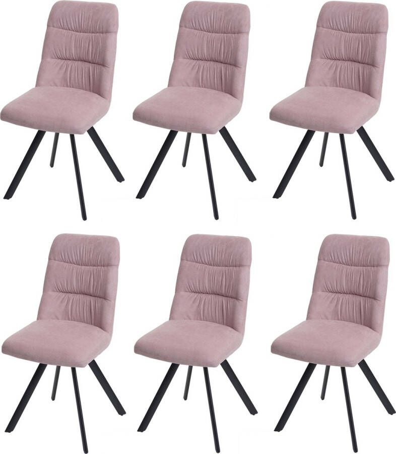 MCW Set van 6 eetkamerstoelen -J69 keukenstoel draaibare autostand fluweel ~ roze