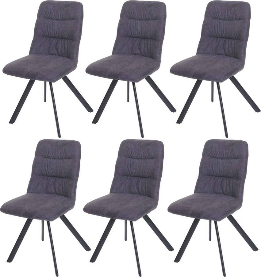MCW Set van 6 eetkamerstoelen -J69 keukenstoel draaibare autostoel fluweel ~ antraciet