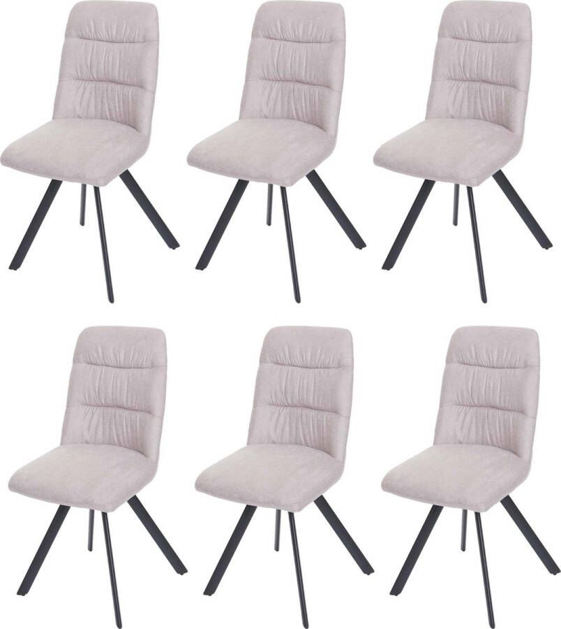 MCW Set van 6 eetkamerstoelen -J69 keukenstoel draaibare autostoel fluweel ~ crème-beige