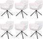 MCW Set van 6 eetkamerstoelen -K33 keukenstoel draaibare autostoel stof textiel ~ bouclé-wit - Thumbnail 2
