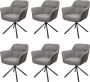 MCW Set van 6 eetkamerstoelen -K33 keukenstoel Stoel draaibare autostand stof textiel ~ kunstleer grijs-donkergrijs - Thumbnail 1