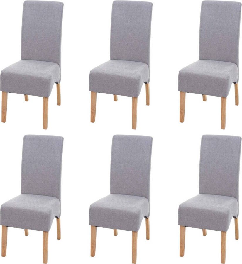 MCW Set van 6 Latina eetkamerstoelen keukenstoel stof textiel MVG-gecertificeerd ~ lichtgrijs lichte poten