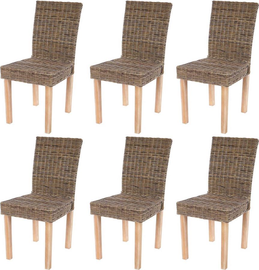 MCW Set van 6 eetkamerstoelen Littau rieten stoel Keukenstoel Kubu rotan