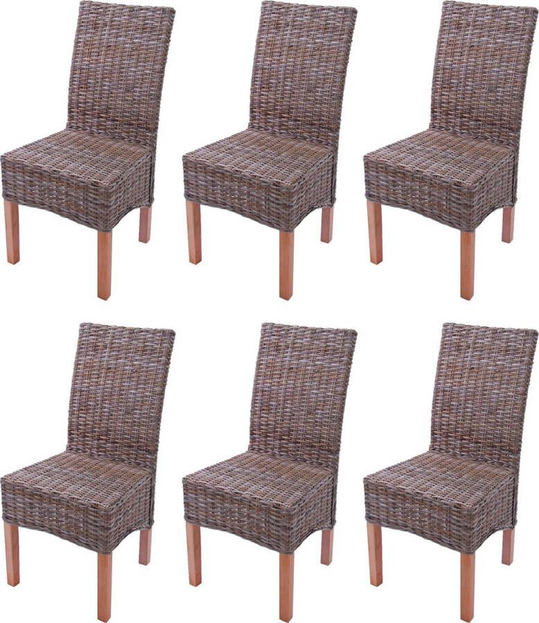 MCW Set van 6 eetkamerstoelen Rieten stoel M44 Kubu rotan ~ zonder zitkussen