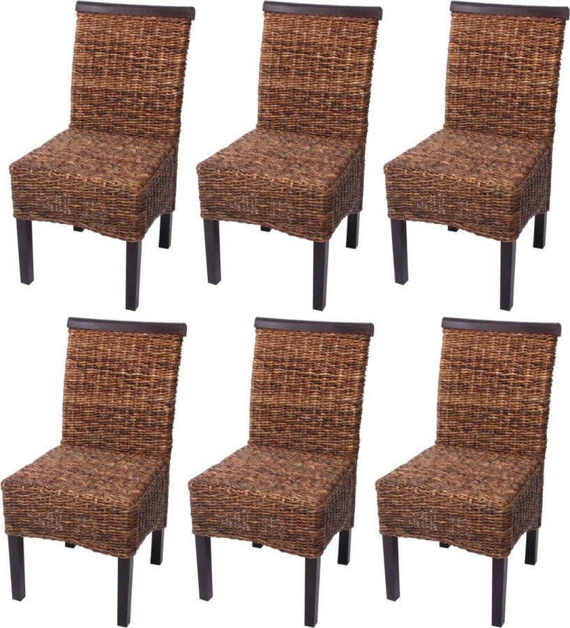 MCW Set van 6 eetkamerstoelen rieten stoel M45 stoel banaan rieten ~ donker zonder kussen