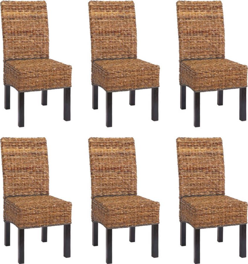 MCW Set van 6 eetkamerstoelen rieten stoel M69 stoel BALI banaan rieten ~ donker zonder kussen