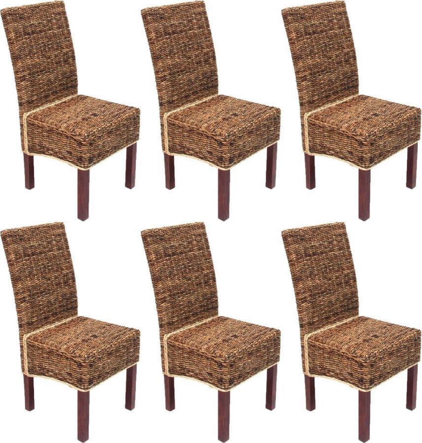 MCW Set van 6 eetkamerstoelen rieten stoel M69 stoel BALI banaan rieten ~ licht zonder kussens