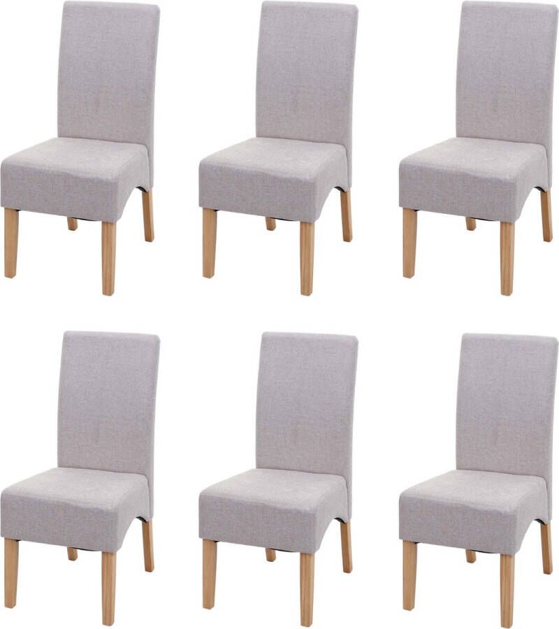 MCW Set van 6 Latina eetkamerstoelen keukenstoel stof textiel ~ crème beige lichtgekleurde poten