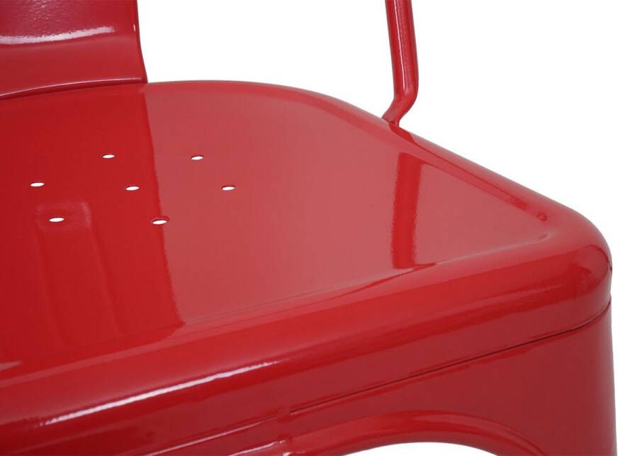 MCW Stoel -A73 bistrostoel stapelbaar metalen industrieel ontwerp stapelbaar ~ rood