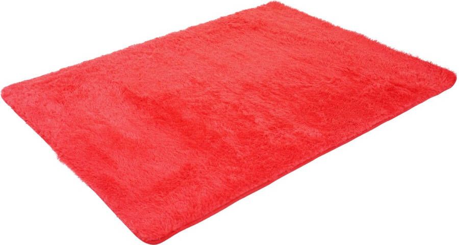 MCW Tapijt -F69 shaggy loper hoogpolig langpolig stof textiel pluizig zacht 160x120cm ~ rood