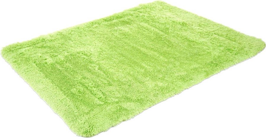 MCW Tapijt -F69 shaggy loper hoogpolig langpolig stof textiel pluizig zacht 200x140cm ~ lichtgroen
