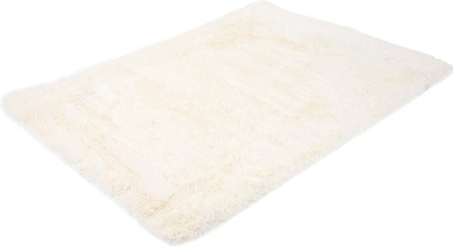 MCW Tapijt -F69 shaggy loper hoogpolig langpolig stof textiel pluizig zacht 230x160cm ~ crème