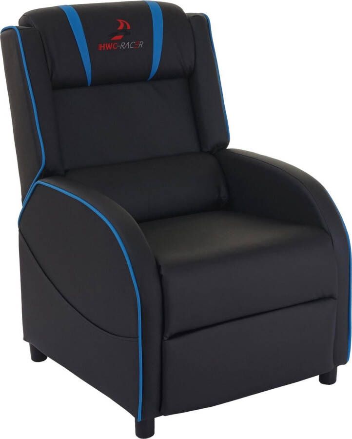 MCW TV-fauteuil -D68 -Racer relaxfauteuil TV-fauteuil gaming fauteuil kunstleer ~ zwart blauw
