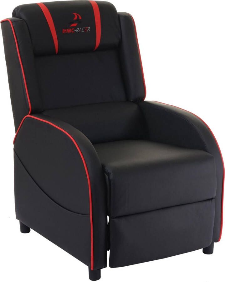 MCW TV-fauteuil -D68 -Racer relaxfauteuil TV-fauteuil gaming fauteuil kunstleer ~ zwart rood