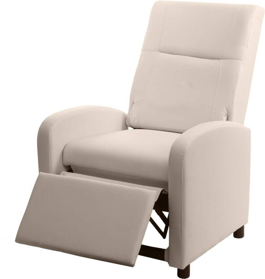 MCW TV fauteuil -H18 relax fauteuil kunstleer opvouwbaar 99x70x75cm ~ crème