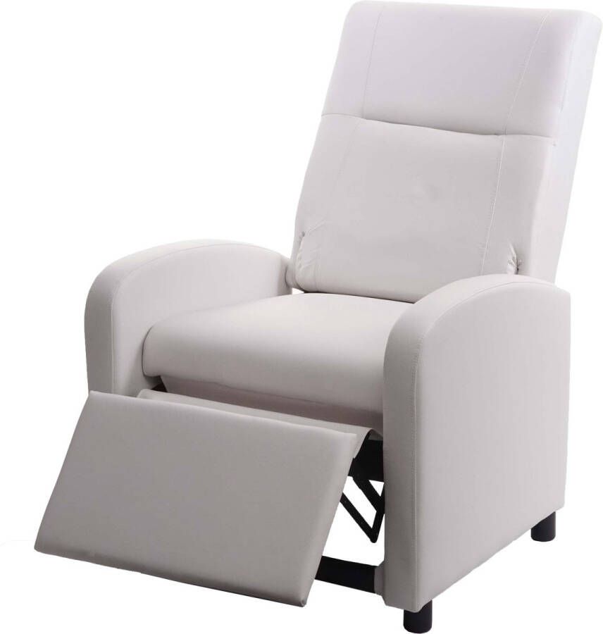 MCW TV fauteuil -H18 relax fauteuil kunstleer opvouwbaar 99x70x75cm ~ wit
