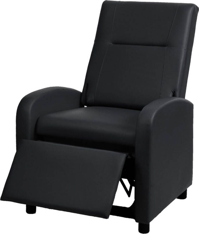 MCW TV fauteuil -H18 relax fauteuil kunstleer opvouwbaar 99x70x75cm ~ zwart