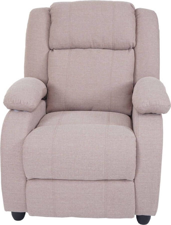 MCW TV-fauteuil Lincoln fauteuil met verstelbare rugleuning stof textiel ~ crème-grijs
