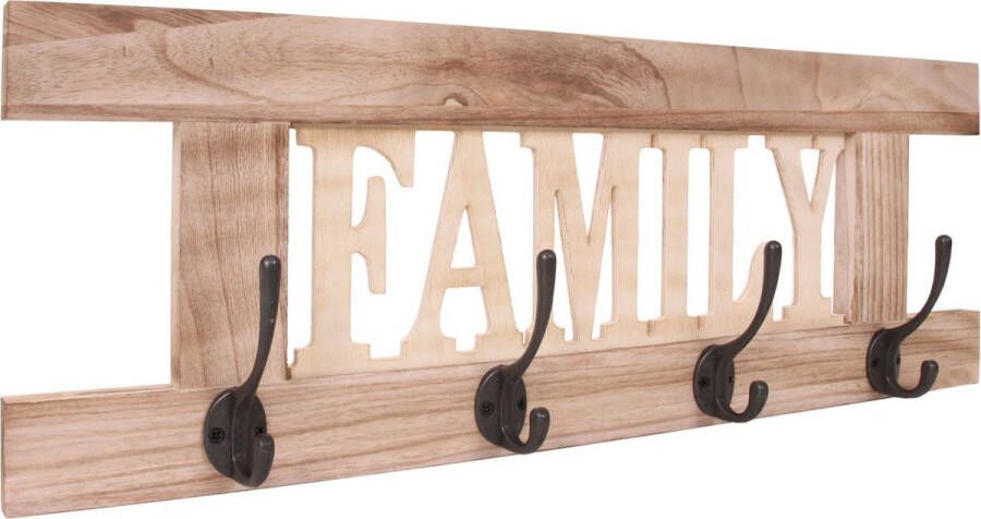 MCW Wandgarderobe -C60 Family Garderobe Garderobenpaneel Shabby-Look Vintage 60x21cm ~ naturbraun