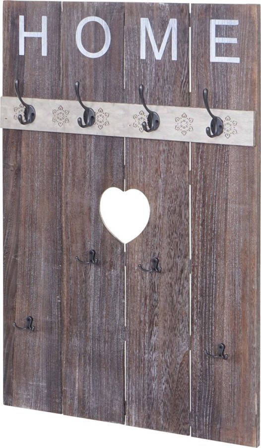 MCW Wandgarderobe -C89 Home Garderobenpaneel Garderobe Shabby-Look Vintage 8 Haken 91x60cm ~ braun shabby