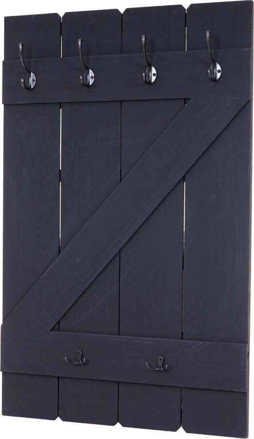 MCW Wandgarderobe -D13 Garderobe Garderobenpaneel 6 Haken 91x60cm ~ dunkelgrau shabby